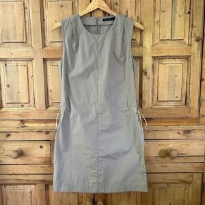 AllSaints US 2 / UK 6‎ Vesta Dress Cotton Lightweight Lace Up Tank Taupe Gray